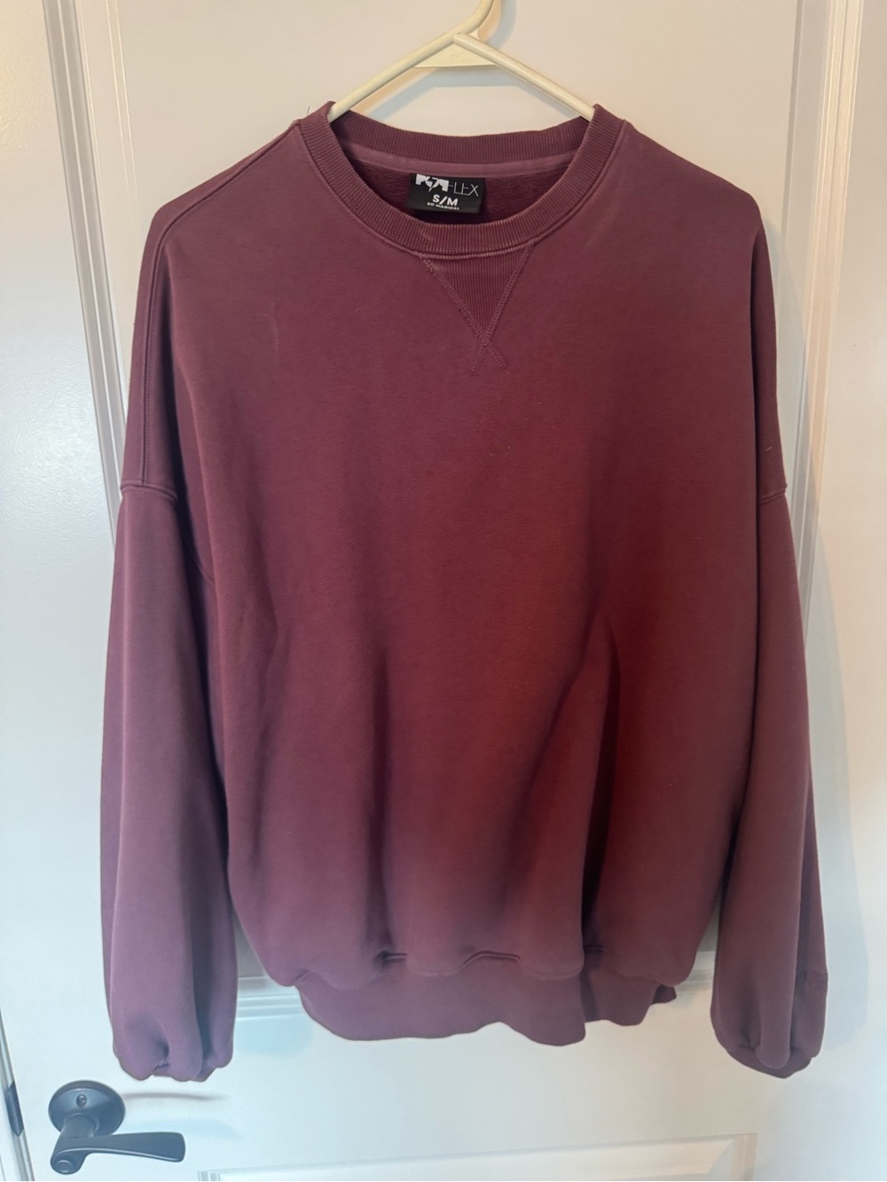 POPFLEX Active Cloud Crewneck Sweater in Merlot - S/M - Oversized Fleece